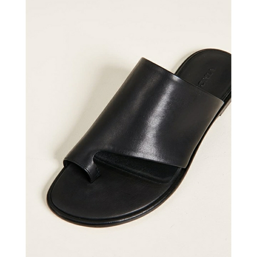 VINCE Black Leather Slides - Picture 6 of 6